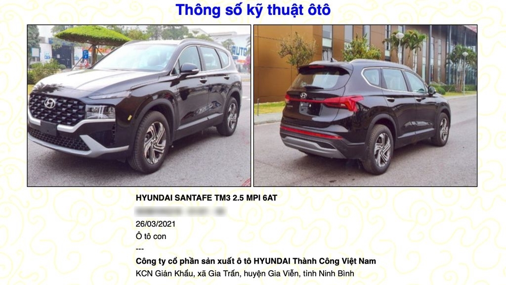 Hyundai Santa Fe 2021 đăng kiểm tại Việt Nam với hai tùy chọn động cơ