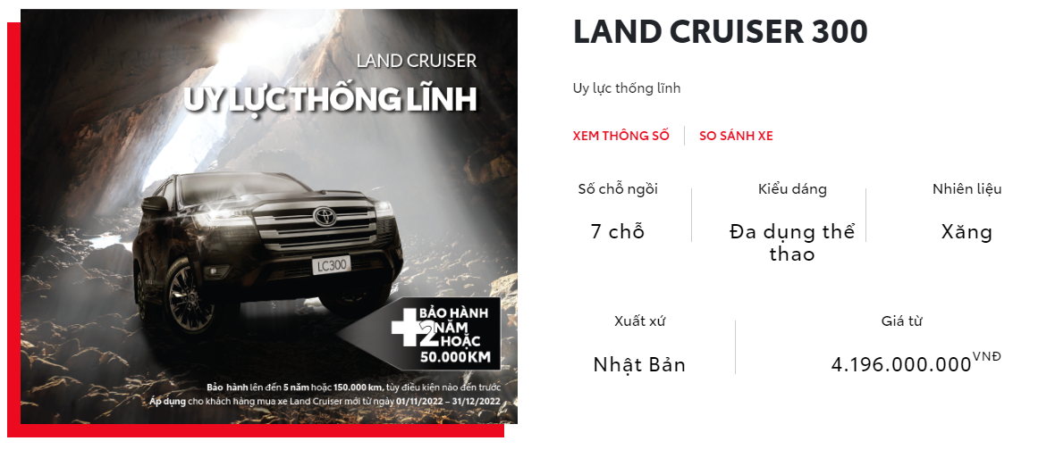 Toyota Land Cruiser 300 tăng giá bán thêm 96 triệu đồng Toyota Land Cruiser 300 tăng giá bán thêm 96 triệu đồng