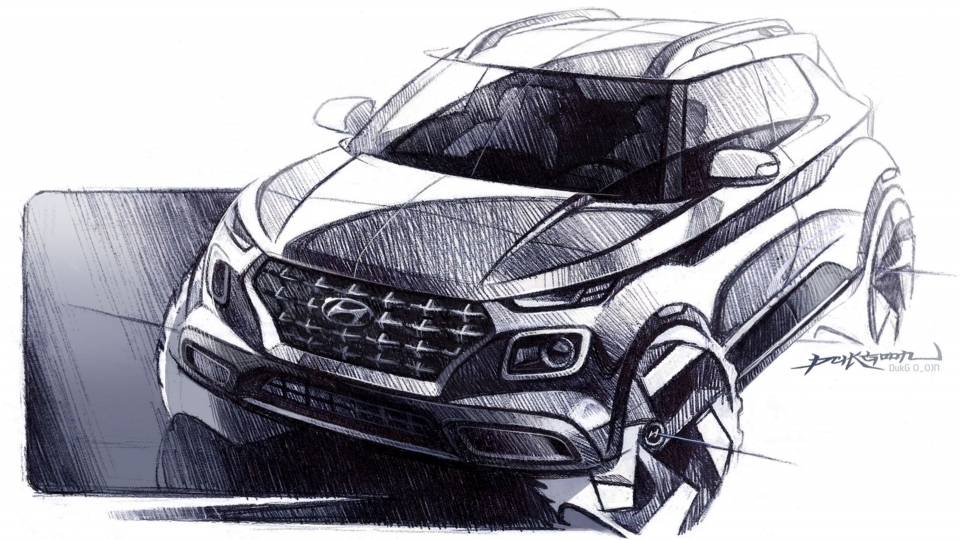 Bản phác thảo cho thấy Hyundai Venue có thể là crossover 3 cửa giá rẻ
