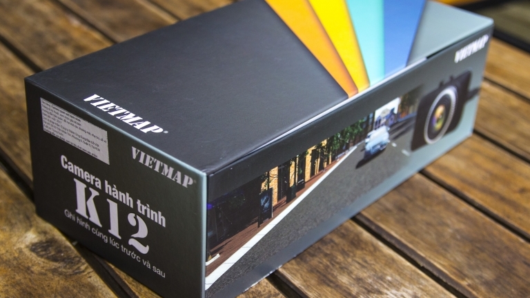 Máy quay hành trình ô tô VietMap K12: ghi hình Full HD đồng thời trước sau, chưa có WiFi