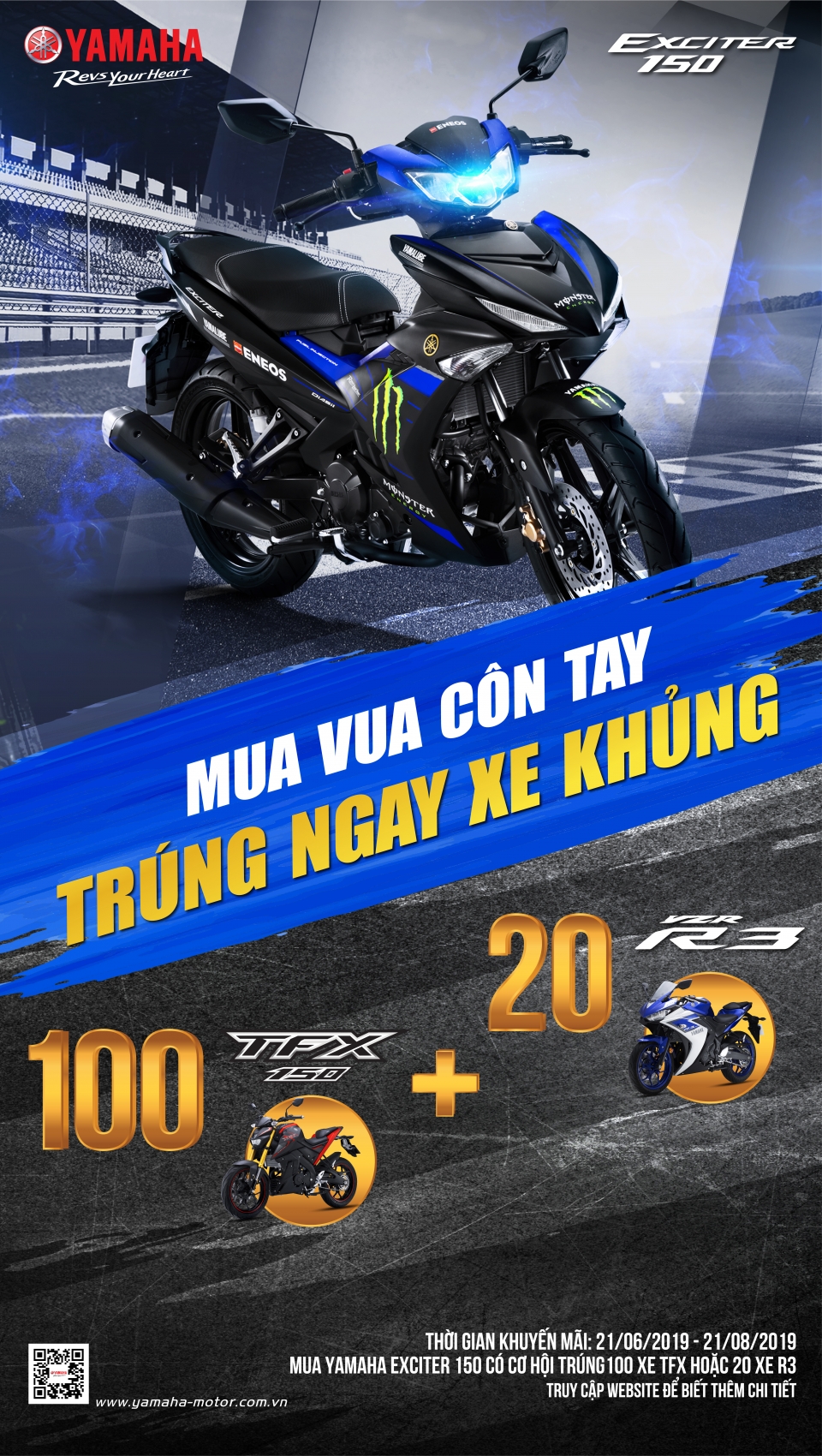Sắm ngay Exciter để có cơ hội trúng thưởng môtô 'khủng' R3 và TFX tau exciter chop co hoi trung thuong moto khung r3 va tfx