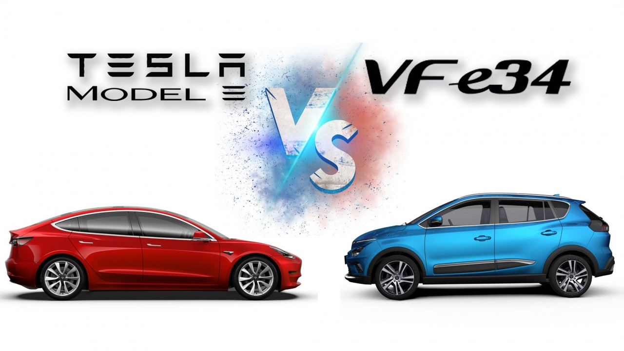 So sánh xe điện Vinfast e34 và Tesla Model 3 So sánh xe điện Vinfast e34 và Tesla Model 3