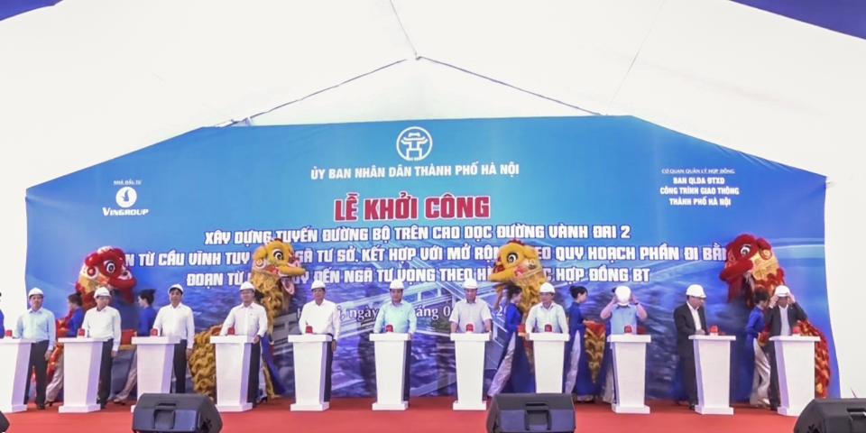 Hà Nội khởi công đường trên cao đoạn Vĩnh Tuy - Ngã Tư Sở ha noi khoi cong duong tren cao doan vinh tuy nga tu so
