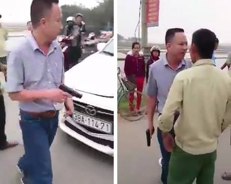va cham giao thong lai xe mazda rut sung doa nguoi dan