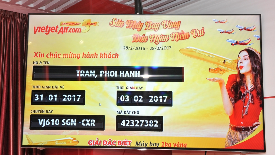 Bay Vietjet công bố chủ nhân giải thưởng máy bay 1kg vàng bay vietjet cong bo chu nhan giai thuong may bay 1 ky vang