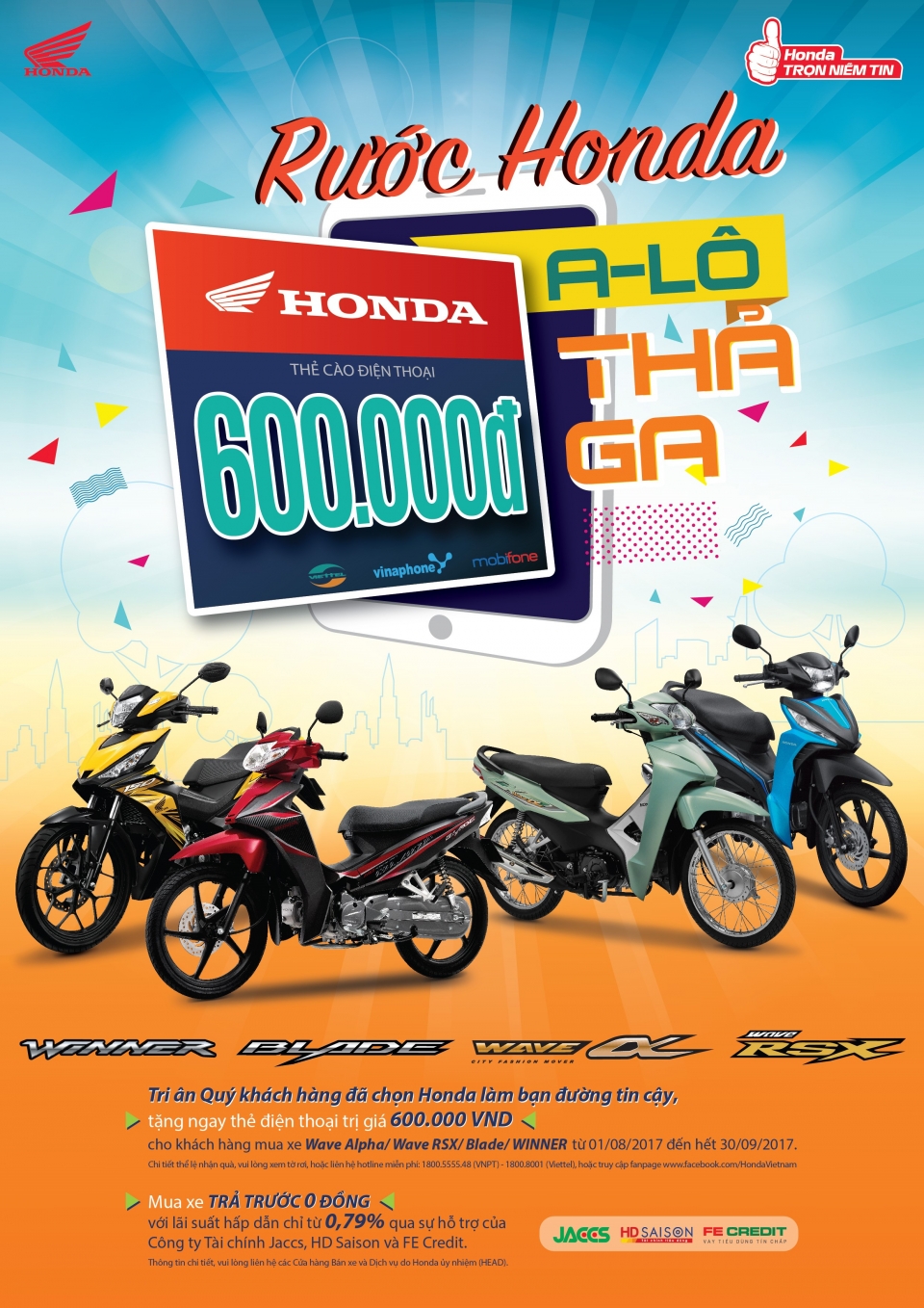 Chào tháng 8, Honda Việt Nam khuyến mãi cho khách hàng mua xe máy chao thang 8 honda viet nam khuyen mai cho khach hang mua xe may