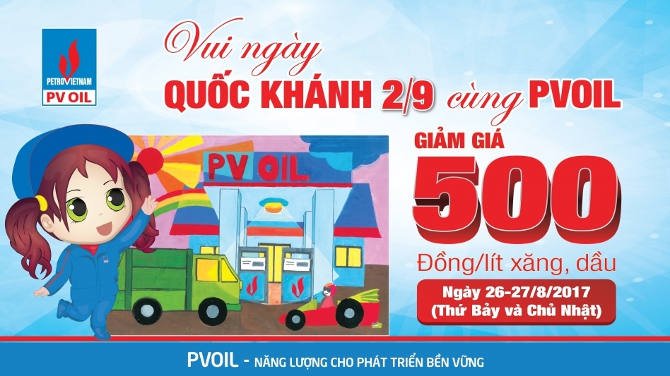 Vui ngày Quốc khánh 2/9, PVOIL giảm giá bán lẻ xăng dầu