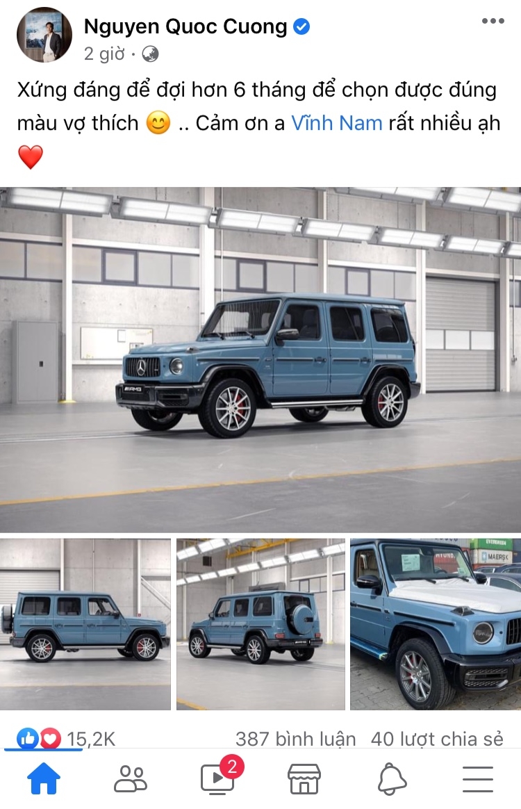 Cường Đô la sắm Mercedes AMG G63 đặc biệt, màu sơn độc đáo giá 800 triệu đồng Cường Đô la sắm Mercedes AMG G63 đặc biệt, màu sơn độc đáo giá 800 triệu đồng