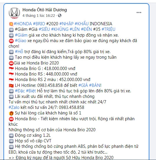 Honda Brio giảm giá đến 35-40 triệu dịp cận Tết Honda Brio giảm giá đến 35-40 triệu dịp cận Tết