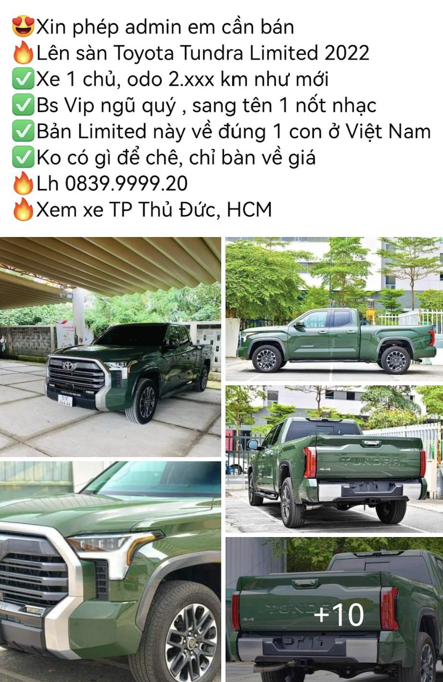 Toyota Tundra Limited 2022 biển ngũ quý rao bán lại giá 7,7 tỷ đồng