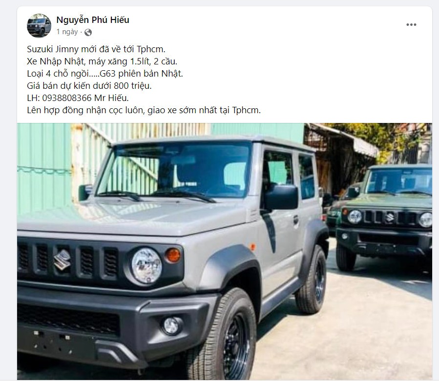 Đại lý nhận cọc Suzuki Jimny về Việt Nam, báo giá dự kiến dưới 800 triệu đồng Đại lý nhận cọc Suzuki Jimny về Việt Nam, báo giá dự kiến dưới 800 triệu đồng