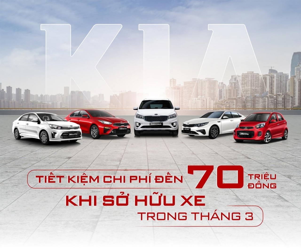 nhan uu dai 70 trieu dong khi mua xe kia trong thang 3