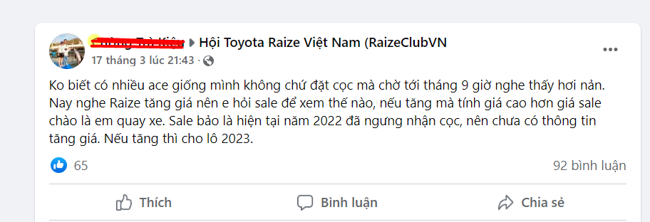 Khách hàng phản ứng với tin Toyota Raize sắp tăng giá Khách hàng phản ứng với tin Toyota Raize sắp tăng giá