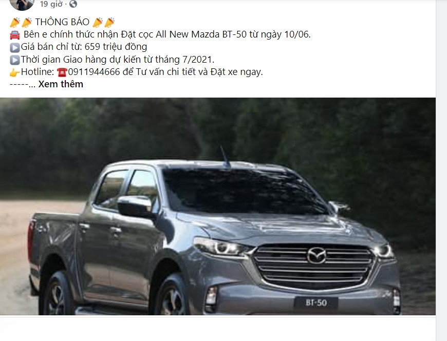 Đại lý ồ ạt nhận đặt cọc Mazda BT-50 2021 mới, giá chỉ từ 659 triệu