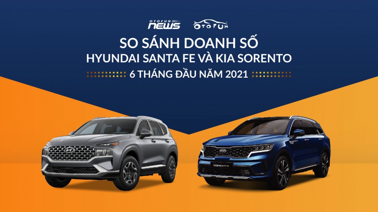 Hyundai Santa Fe vượt Kia Sorento 5 lần trong nửa đầu năm 2021