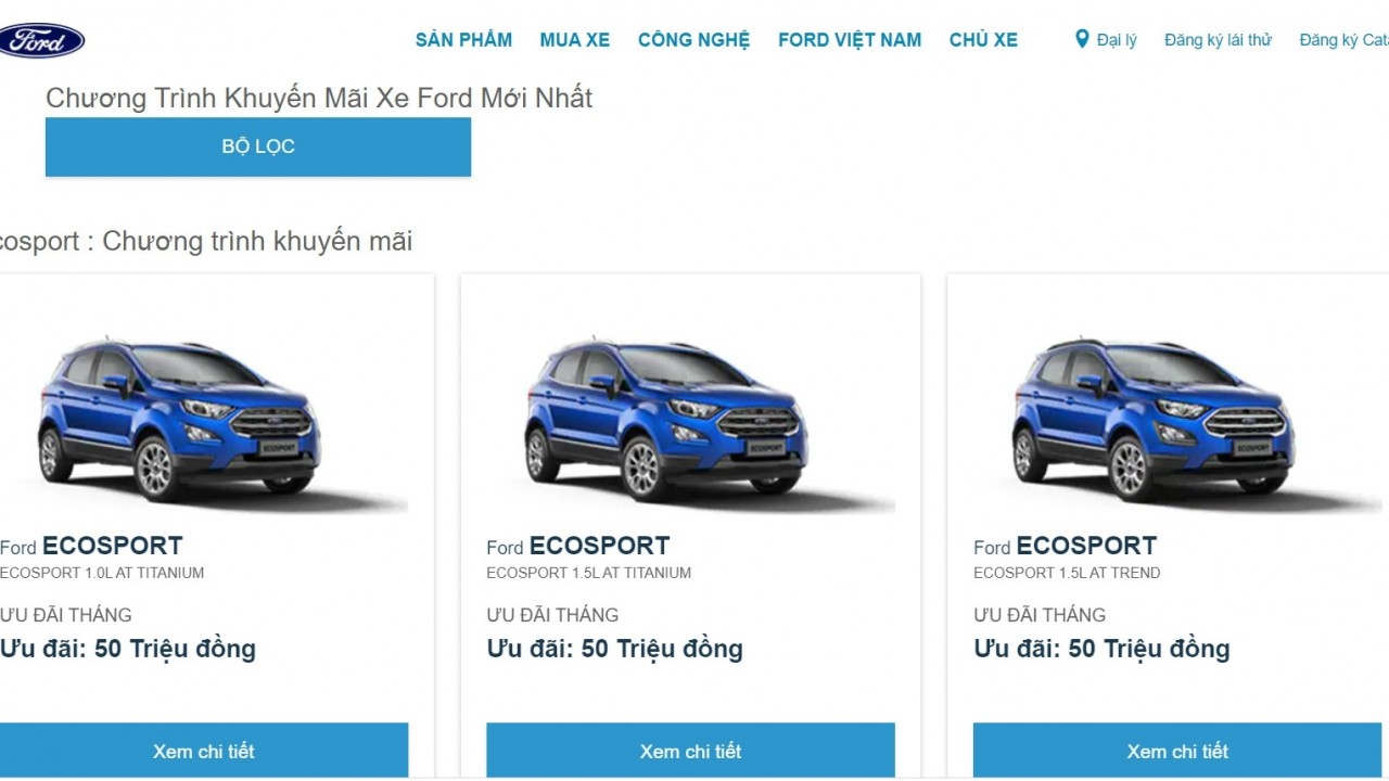 Ford EcoSport tiếp tục được giảm giá 50 triệu trong tháng 8