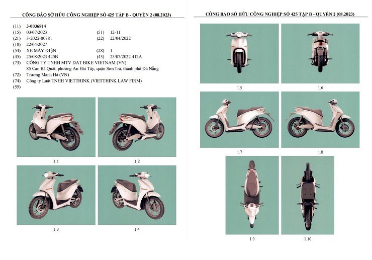 Xe máy điện mới của Dat Bike đăng ký, cạnh tranh Honda Vision