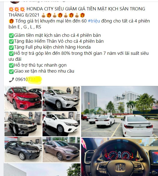 Honda City 2021 ưu đãi 60 triệu đồng trong tháng 9/2021