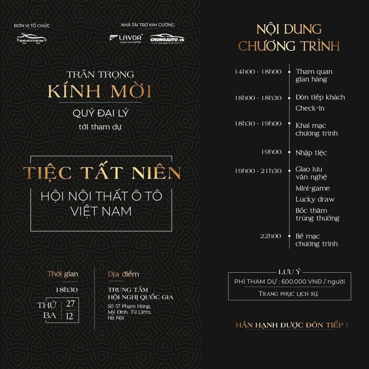 Tiệc Tất niên Hội Nội thất ô tô Việt Nam dự kiến thu hút hơn 1.000 người tham dự