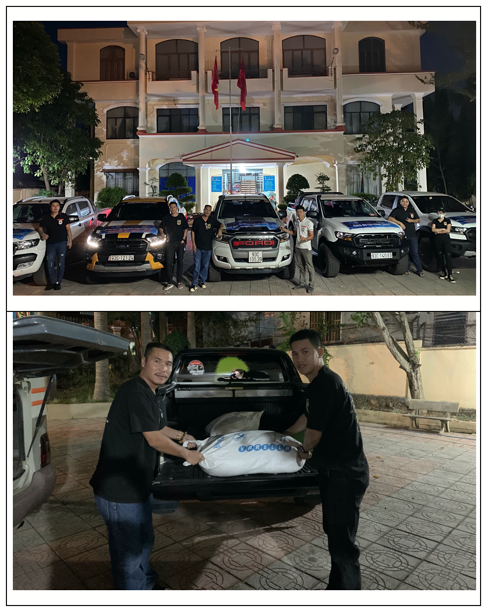 Các tài xế xe bán tải đã xuất hiện từ sớm tinh mơ tại Tỉnh Đoàn Bình Phước để tất bật vận chuyển nhu yếu phẩm cùng quà tặng lên xe cho kịp chuyến hành trình