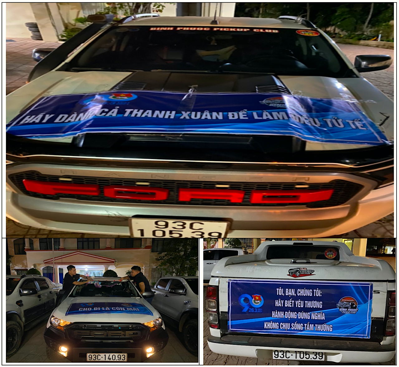 Các tài xế yêu xe bán tải “khoác” những slogan đậm nét thanh xuân, thắm màu tình nguyện lên những chiếc xe pickup xinh xắn