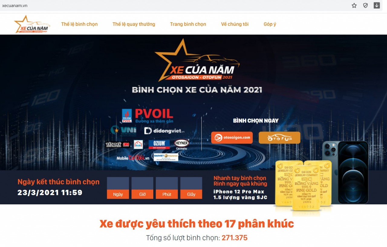 Giai đoạn 1 chương trình Bình chọn XE CỦA NĂM 2021 khép lại