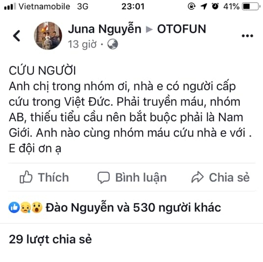 Cầu cứu cộng đồng Otofun, nạn nhân nhóm máu hiếm được cứu sống cau cuu cong dong otofun nan nhan nhom mau hiem duoc cuu song