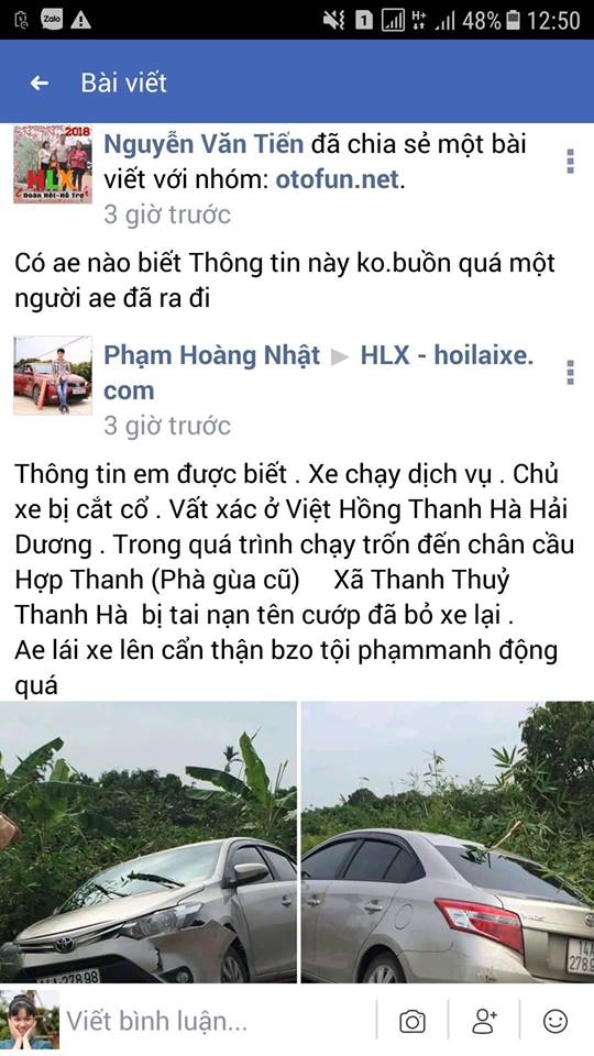 phat hien xac tai xe taxi cach chiec xe bi nan 20 km