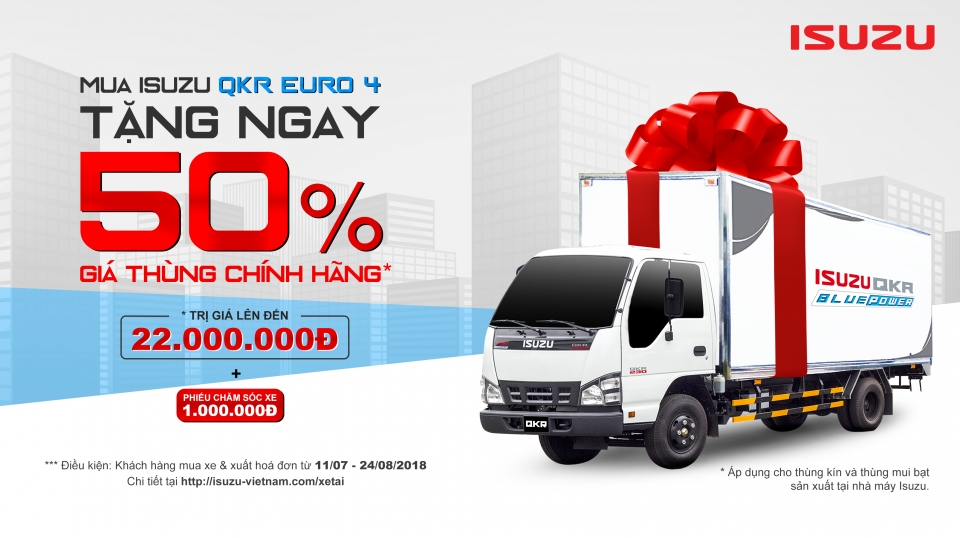 Tậu xe Isuzu QKR Euro 4 Blue Power, nhận ngay 50% giá thùng chính hãng tau xe isuzu qkr euro 4 blue power nhan ngay 50 gia thung chinh hang