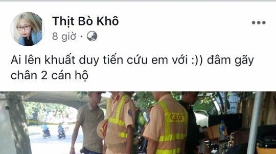 Cô gái 15 tuổi tông gục 2 cảnh sát cơ động rồi đăng status tìm người... cứu