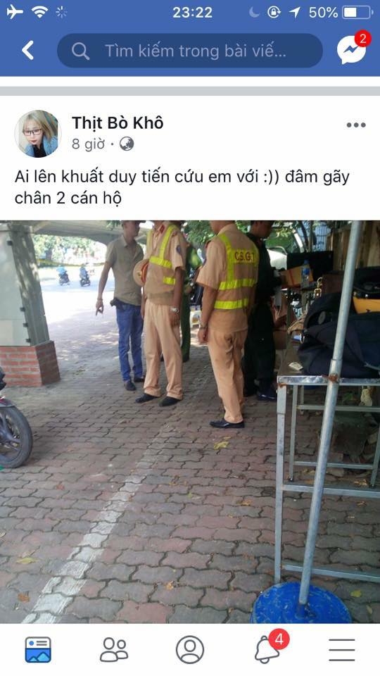 Cô gái 15 tuổi tông gục 2 cảnh sát cơ động rồi đăng status tìm người... cứu co gai 15 tuoi tong guc 2 canh sat co dong roi dang status tim nguoi cuu