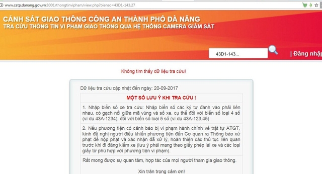 Đà Nẵng: Tra cứu lịch sử phương tiện vi phạm để phạt "nguội" da nang tra cuu lich su phuong tien vi pham de phat nguoi