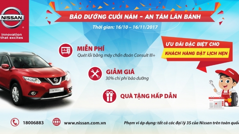 "Bảo dưỡng cuối năm, an tâm lăn bánh" cùng Nissan