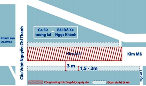 Hà Nội: Cấm ô tô, thu hẹp dải phân cách, vỉa hè đường Kim Mã để làm Metro ha noi cam o to thu hep dai phan cach via he duong kim ma de lam metro