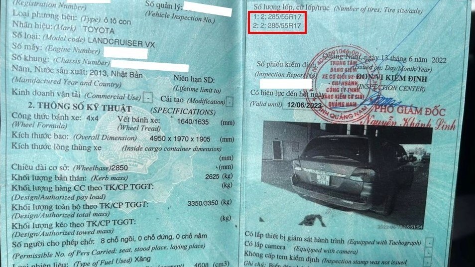 Đăng kiểm ghi sai thông số lốp, chủ xe Land Cruiser bức xúc vì bị đánh trượt