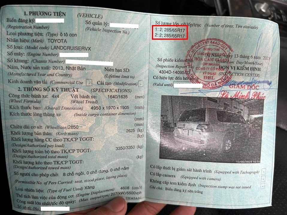 Land Cruiser sai thông số lốp được Ban Quản trị Otofun hỗ trợ đã đăng kiểm thành công Land Cruiser sai thông số lốp được Ban Quản trị Otofun hỗ trợ đã đăng kiểm thành công