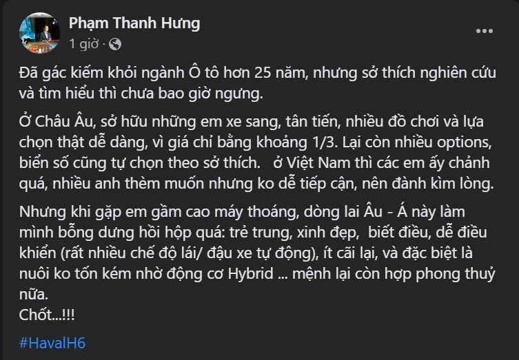 Shark Hưng là khách hàng Việt đầu tiên chốt mua Haval H6 Shark Hưng là khách hàng Việt đầu tiên chốt mua Haval H6