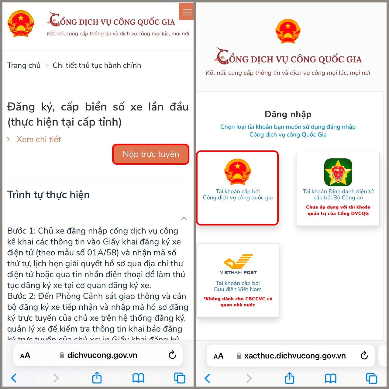 Hướng dẫn thủ tục đăng ký biển số định danh online Hướng dẫn thủ tục đăng ký biển số định danh online